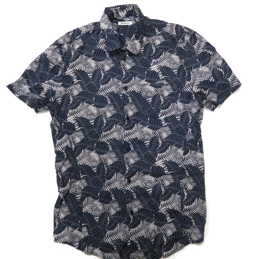 Bikkembergs Button Up Shirt Mens Medium Short Sleeve Blue Floral Hawaiian S/S